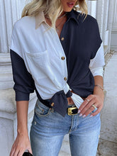Long Sleeve Casual Color Matching Blouse